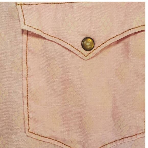 Mens Ryan Michael 100% Linen Pearl Snap Western Shirt Size L. - Picture 5 of 11